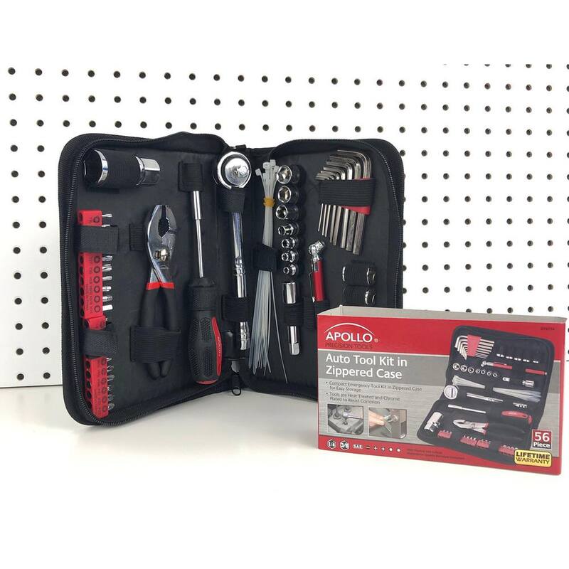 Set de herramientas para auto Apollo en estuche con cierre (56 piezas) - DT9774