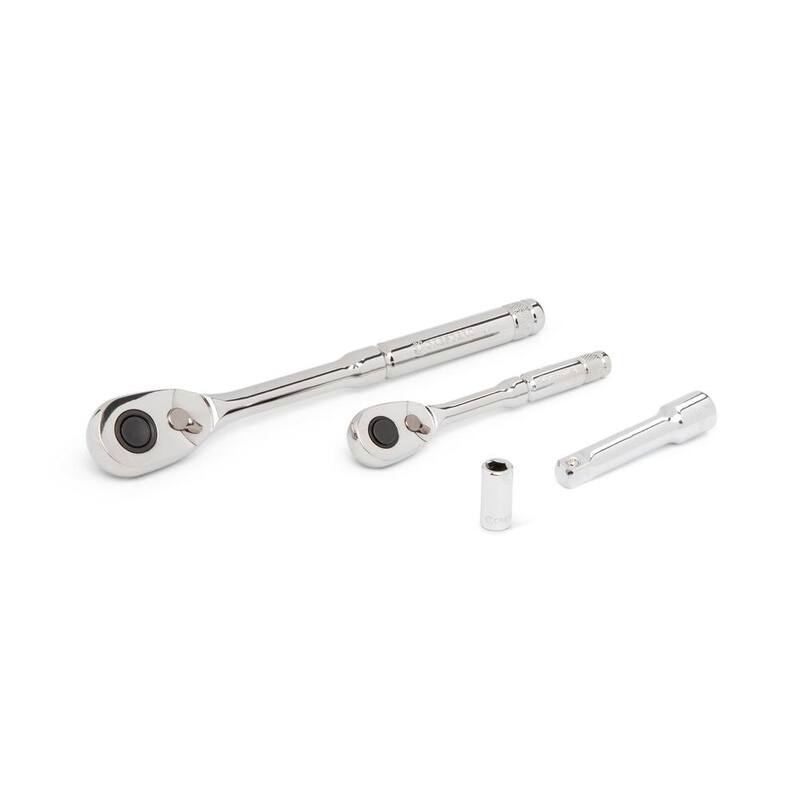 Juego de herramientas para mecánicos Crescent de 1/4 pulg. y 3/8 pulg. de 6 y 12 puntos estándar y profundos SAE/Métricas con estuche (121 piezas) - CTK121C