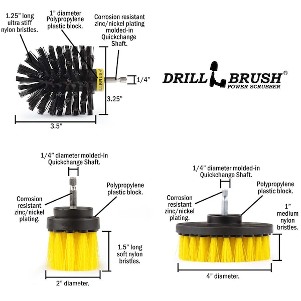 Cepillo para Taladro Drillbrush - Cocina - Limpiador de lechada - Estufa - Horno - Ollas y sartenes - Y4S2L-KO-QC-DB