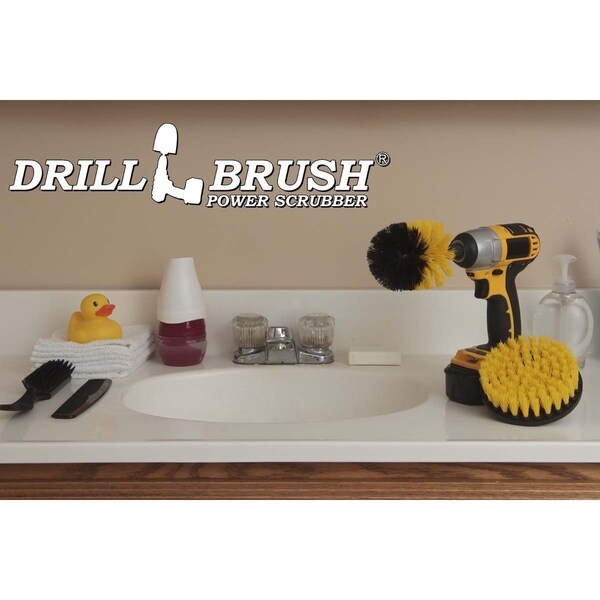 Cepillo de Taladro Power Scrubber de Useful Products, 5 pulgadas de ancho x 5 pulgadas de largo, amarillo - Y-S-5O-QC-DB