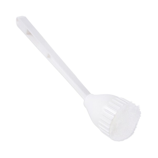 Cepillos para inodoro Boardwalk, mango de 10 pulgadas de largo, blanco, plástico, longitud total de 12 pulgadas, paquete de 25 - BWK00170