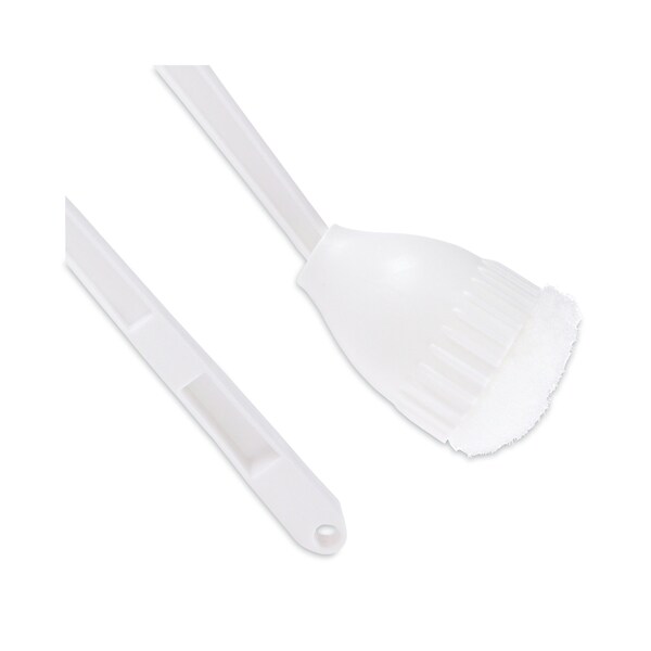 Cepillos para inodoro Boardwalk, mango de 10 pulgadas de largo, blanco, plástico, longitud total de 12 pulgadas, paquete de 25 - BWK00170