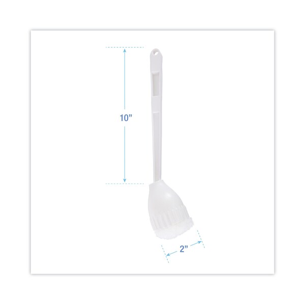 Cepillos para inodoro Boardwalk, mango de 10 pulgadas de largo, blanco, plástico, longitud total de 12 pulgadas, paquete de 25 - BWK00170