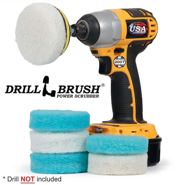 Suministros de limpieza Drillbrush - Accesorios para baño - Almohadillas de fregado - Cepillo para piso - P3-3WU-3V-QC-DB