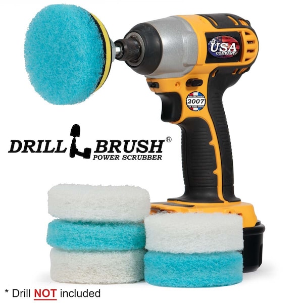 Suministros de limpieza Drillbrush - Accesorios para baño - Almohadillas de fregado - Cepillo para piso - P3-3WU-3V-QC-DB