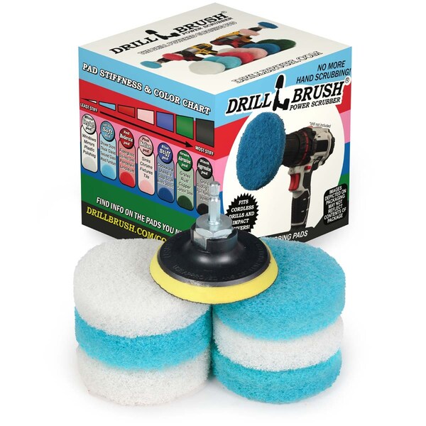 Suministros de limpieza Drillbrush - Accesorios para baño - Almohadillas de fregado - Cepillo para piso - P3-3WU-3V-QC-DB