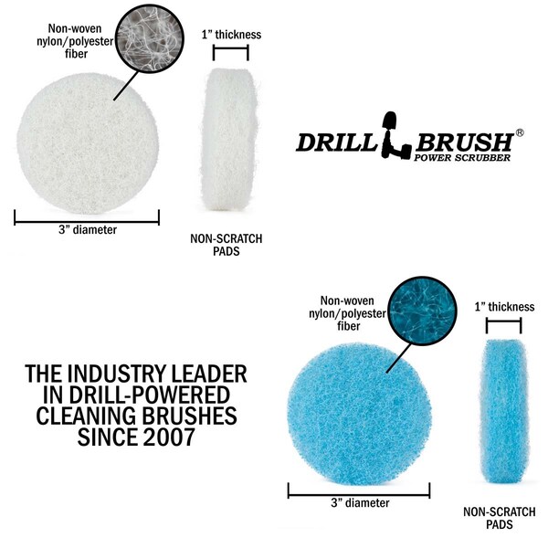 Suministros de limpieza Drillbrush - Accesorios para baño - Almohadillas de fregado - Cepillo para piso - P3-3WU-3V-QC-DB