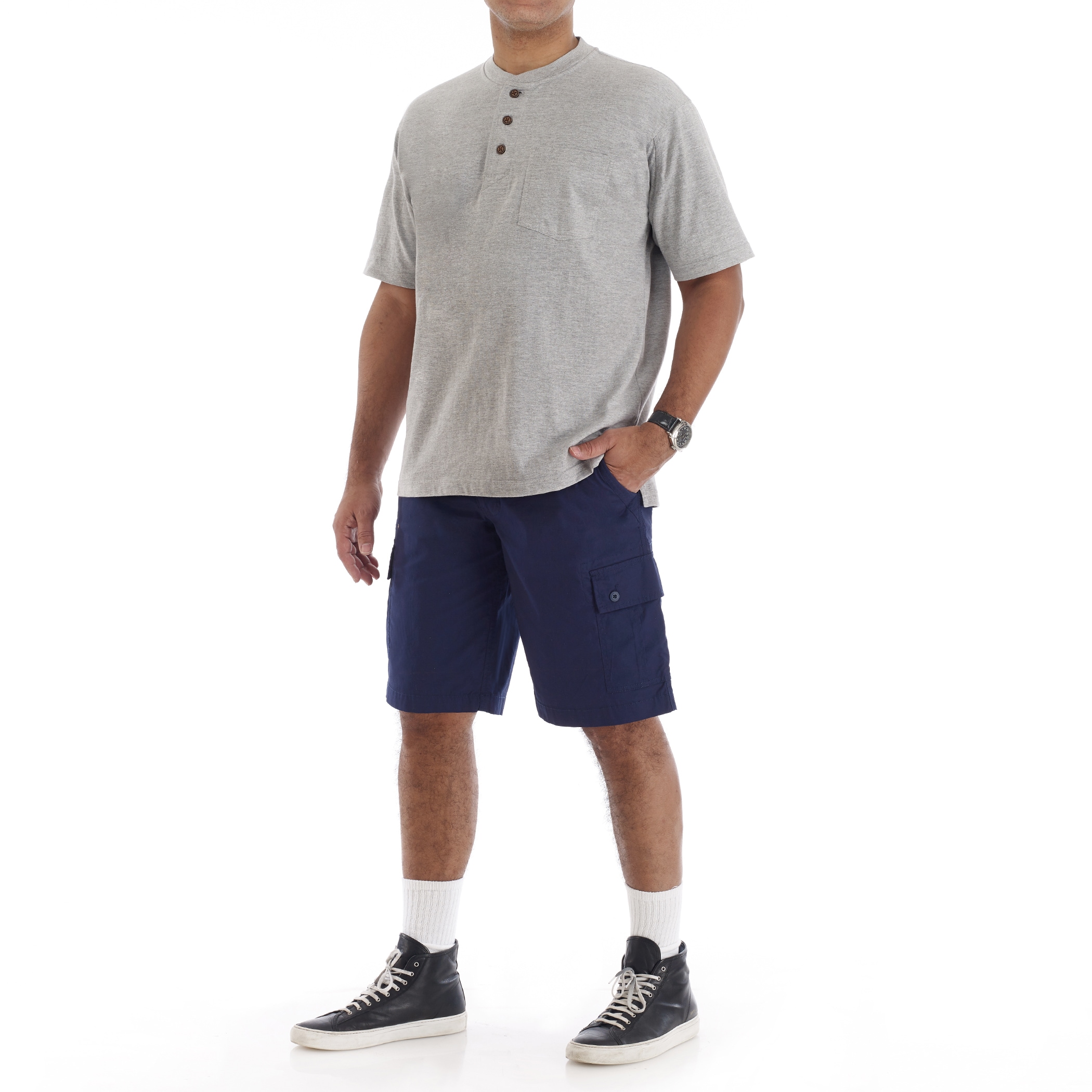 Playera Henley Gris de Tejido de Punto para Hombre de Smith's Workwear (2XL)