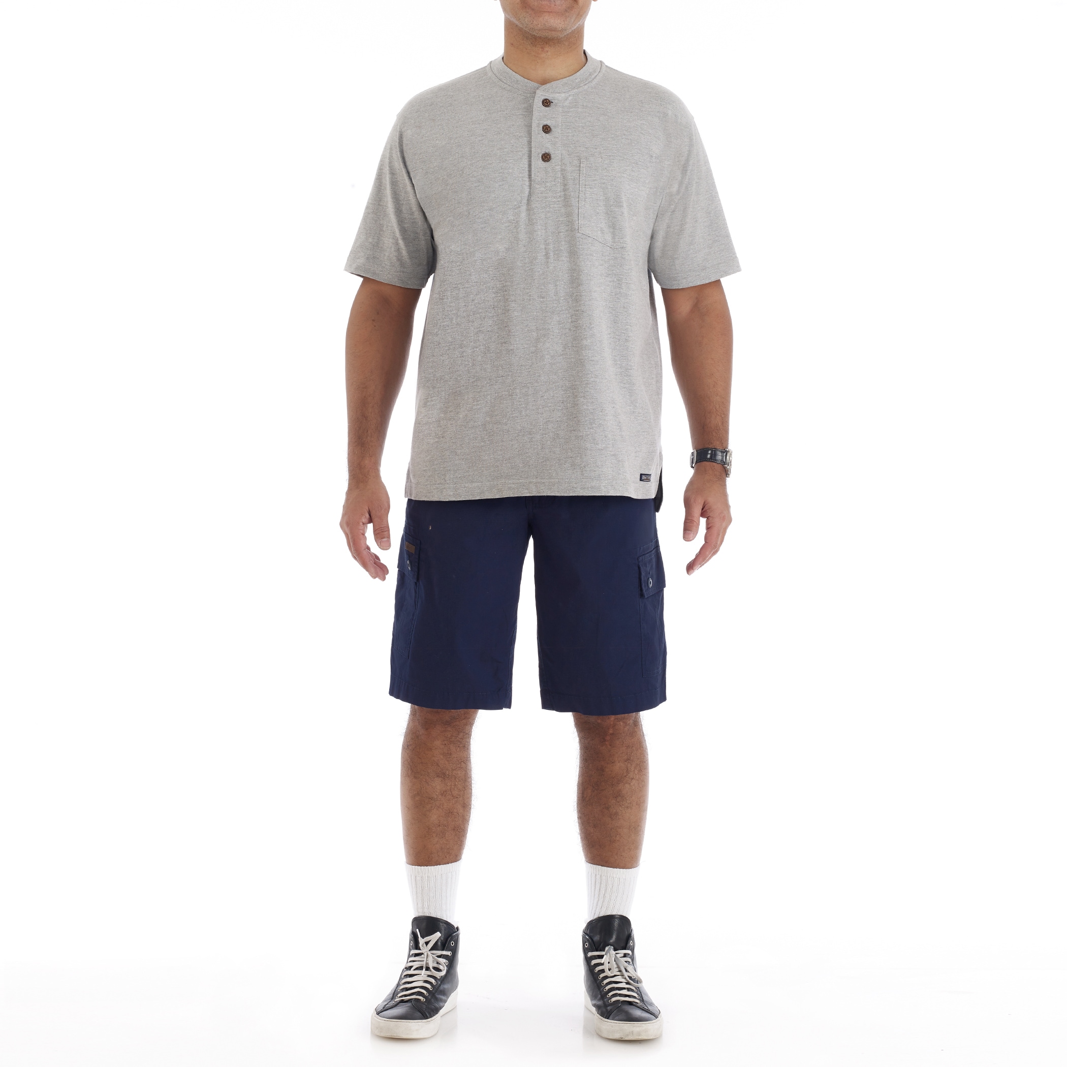 Playera Henley Gris de Tejido de Punto para Hombre de Smith's Workwear (2XL)