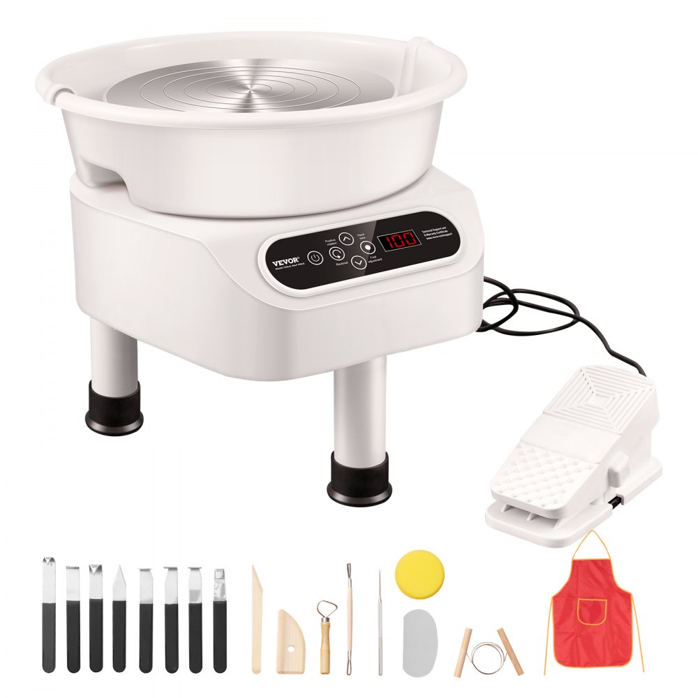 VEVOR Pottery Wheel, 11 inch Pottery Forming Machine, 450W Electric Wheel for Pottery with Foot Pedal and LCD Touch Screen, Direct Drive Ceramic Wheel with 3 Support Legs for DIY Art Craft, White - ZQLPJSJS11YCDNPP1V1