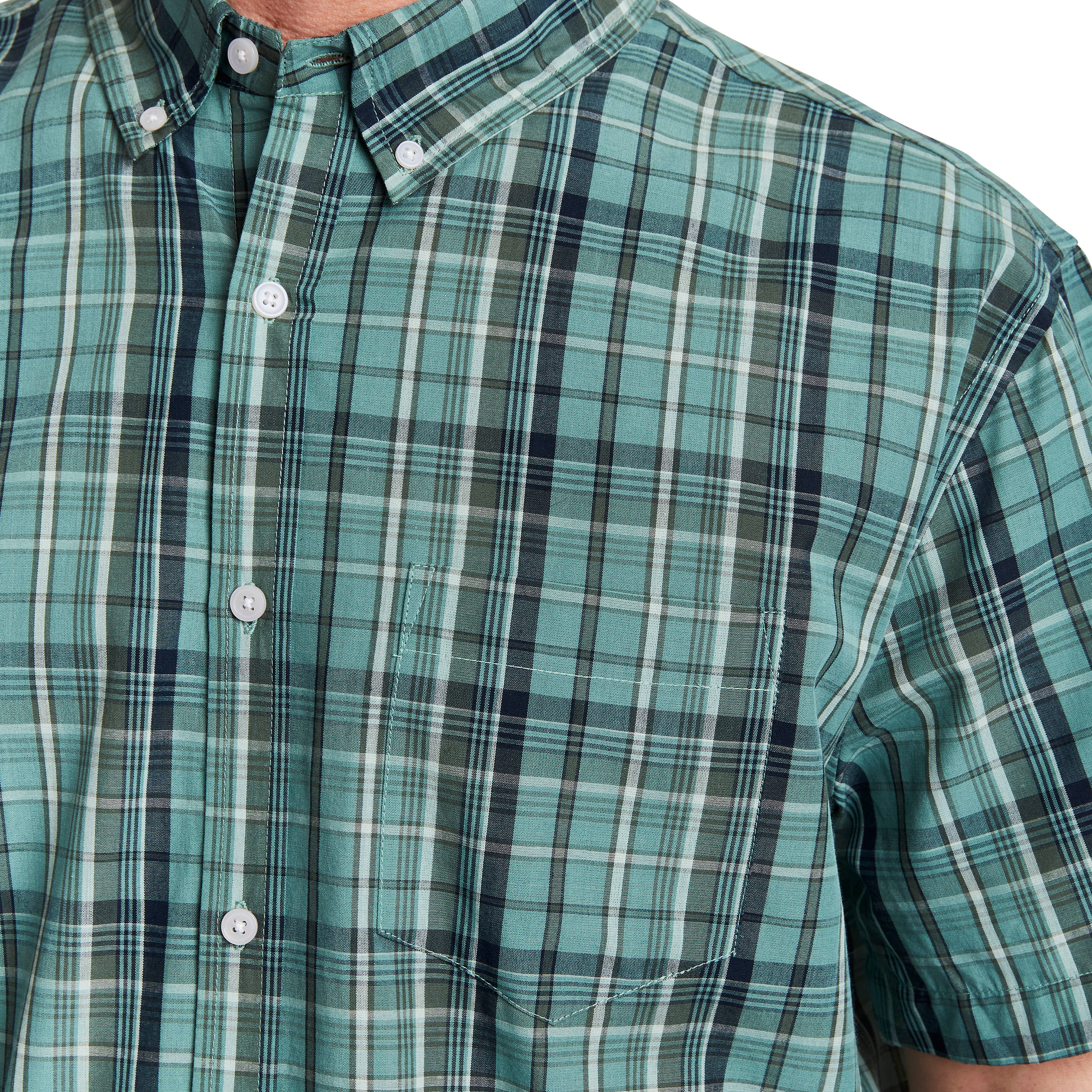 Playera de manga corta a cuadros verde para hombre de Smith's Workwear (Mediana)