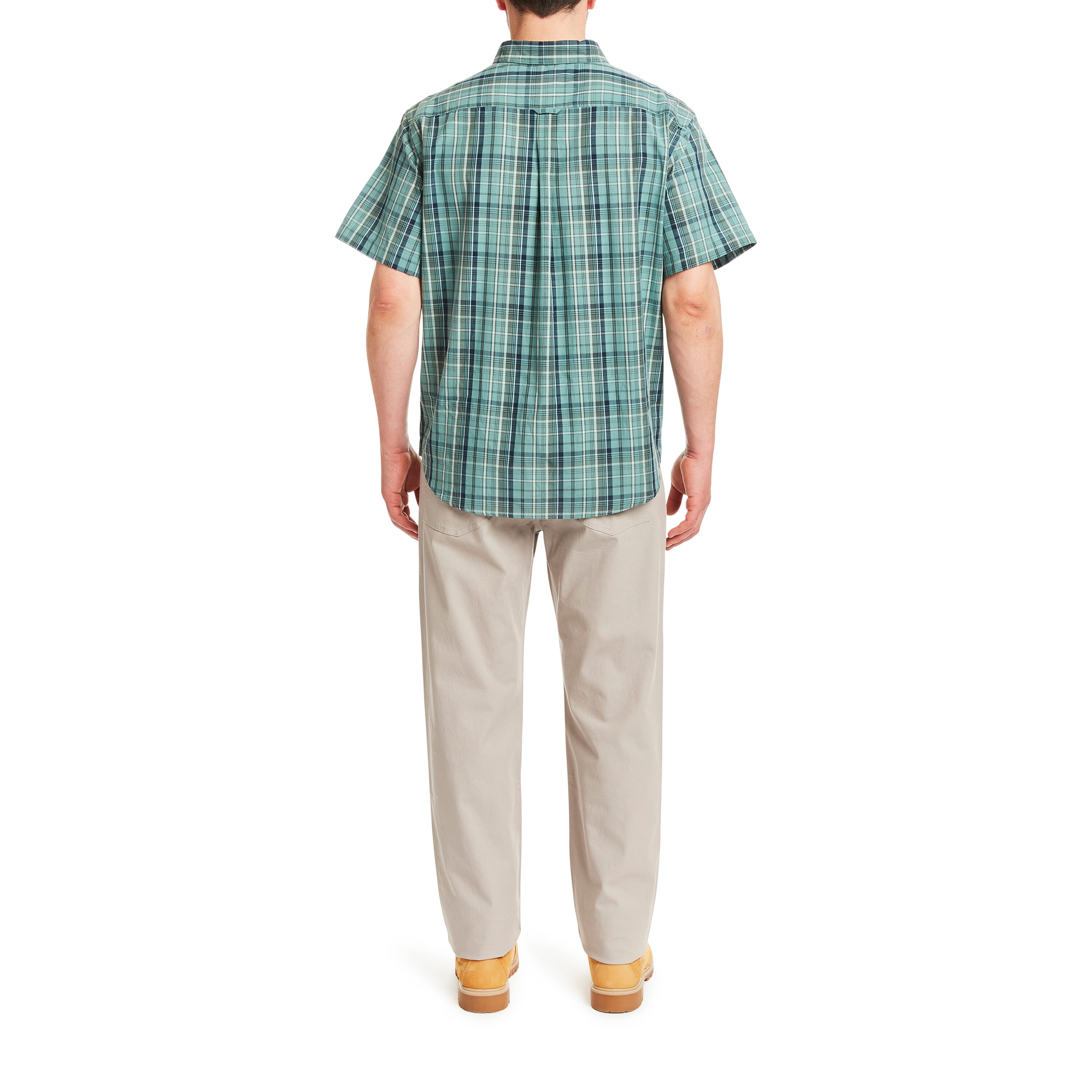 Playera de manga corta a cuadros verde para hombre de Smith's Workwear (Mediana)