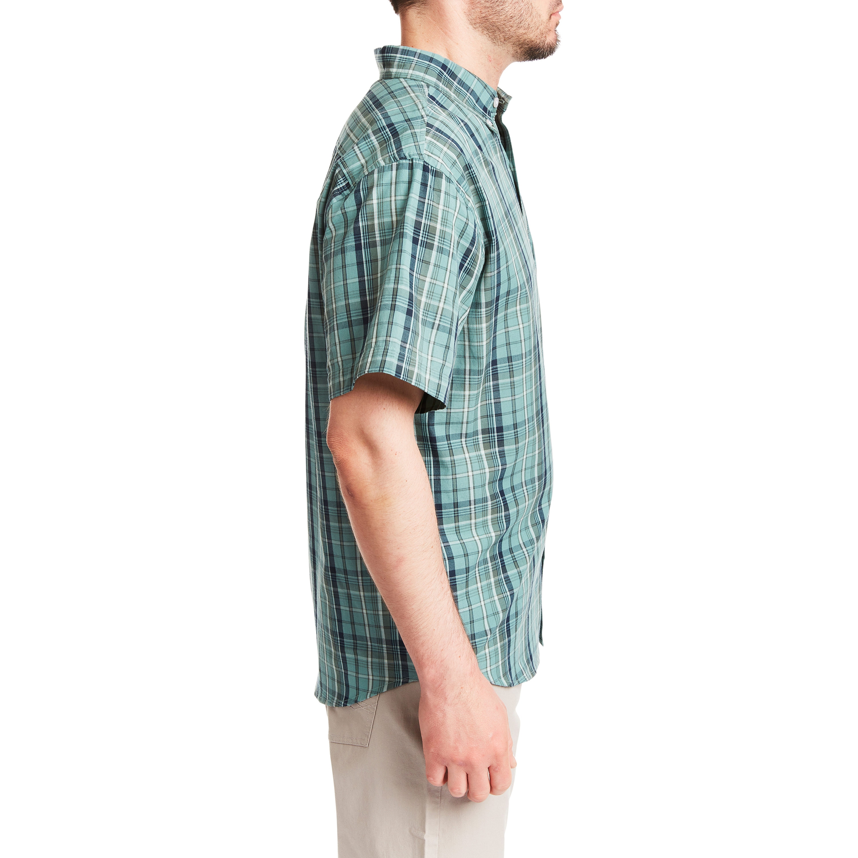 Playera de manga corta a cuadros verde para hombre de Smith's Workwear (Mediana)