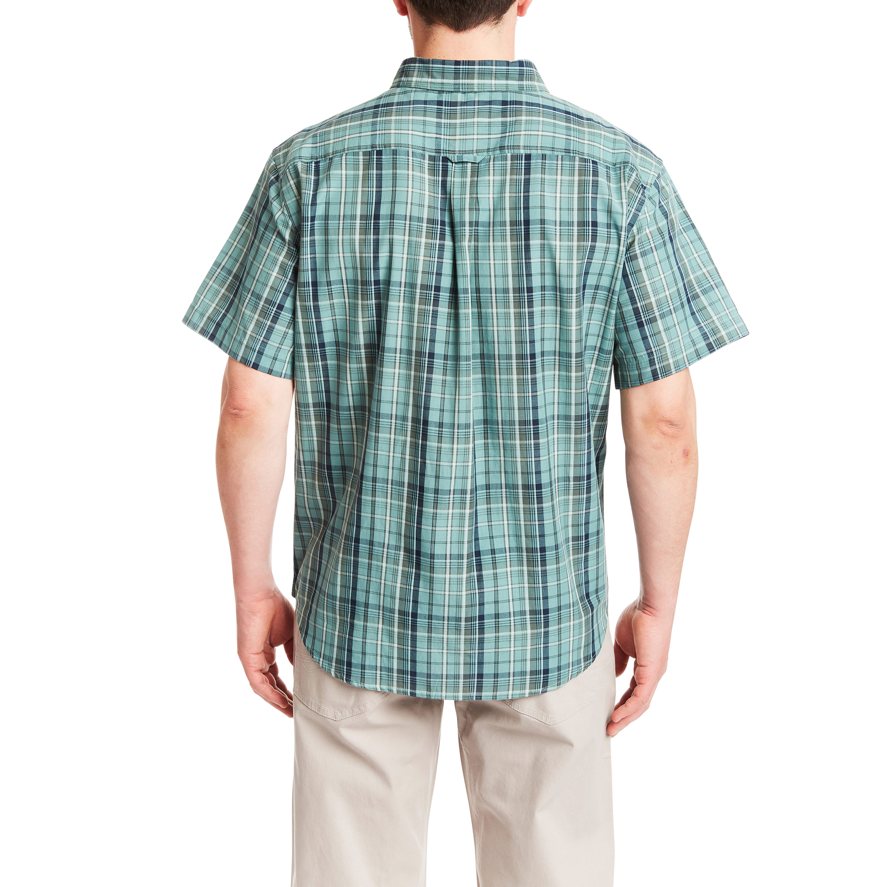 Playera de manga corta a cuadros verde para hombre de Smith's Workwear (Mediana)