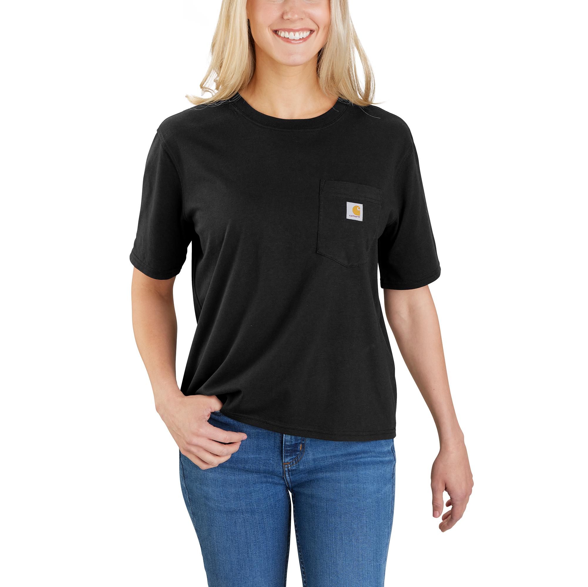 Playera de manga corta negra de algodón para mujer de Carhartt (XL)