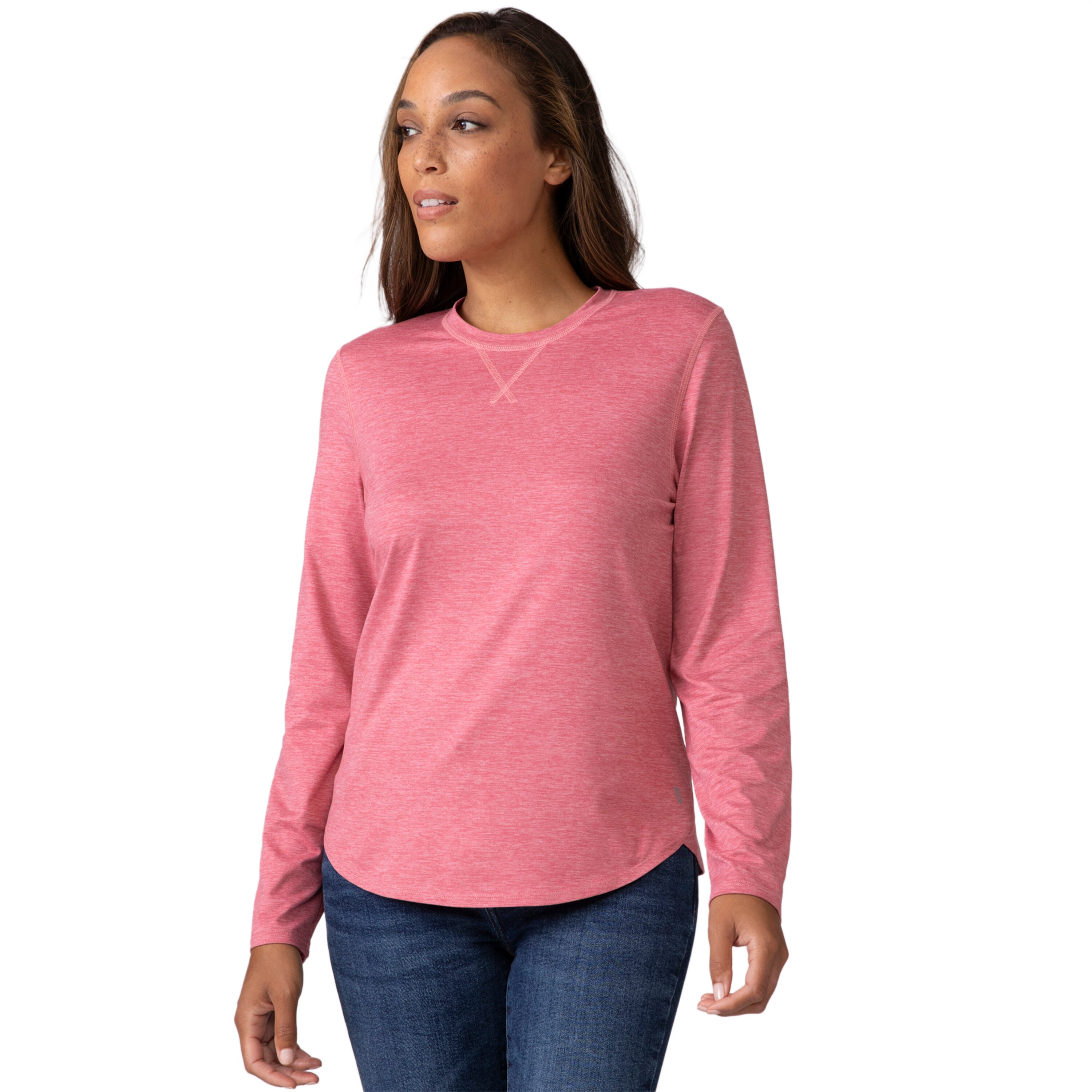 Jersey de manga larga rosa tejido para mujer de Free Country (Talla Mediana)