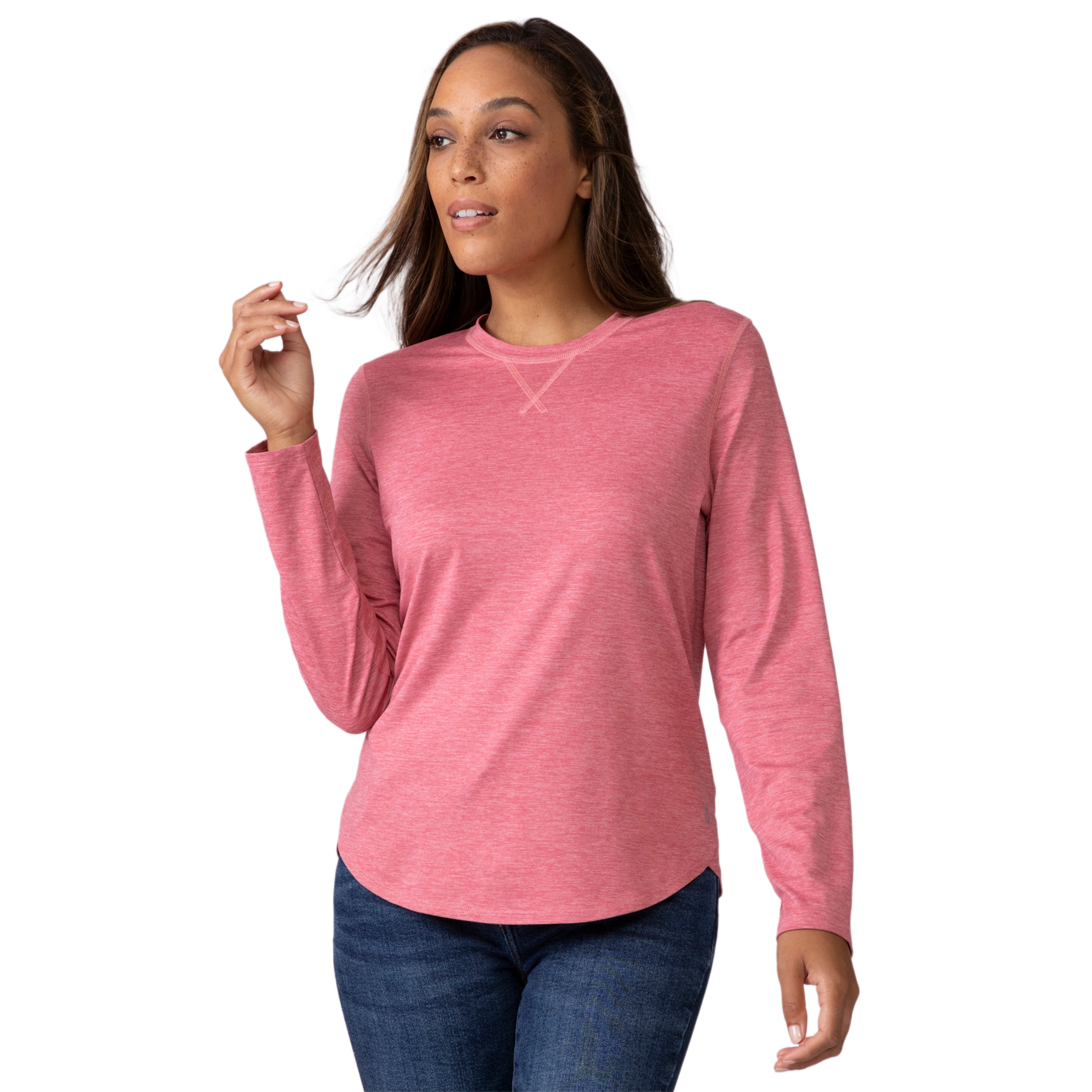 Jersey de manga larga rosa tejido para mujer de Free Country (Talla Mediana)