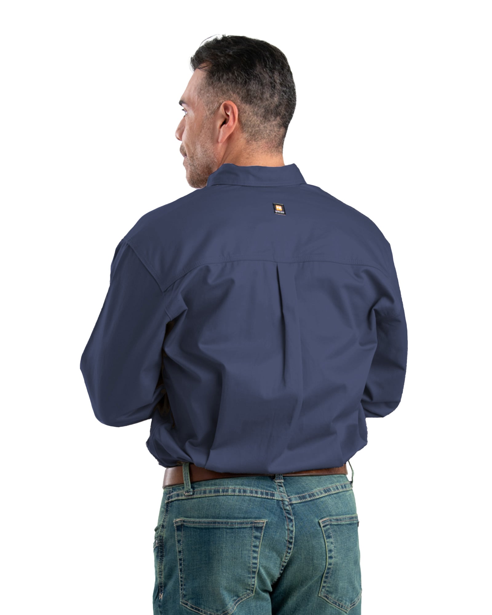Camisa de manga larga de twill azul para hombre (talla 3XL)