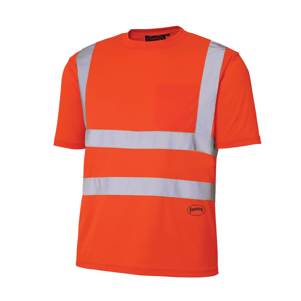 Playera a rayas naranja de manga corta unisex para adultos (grande)