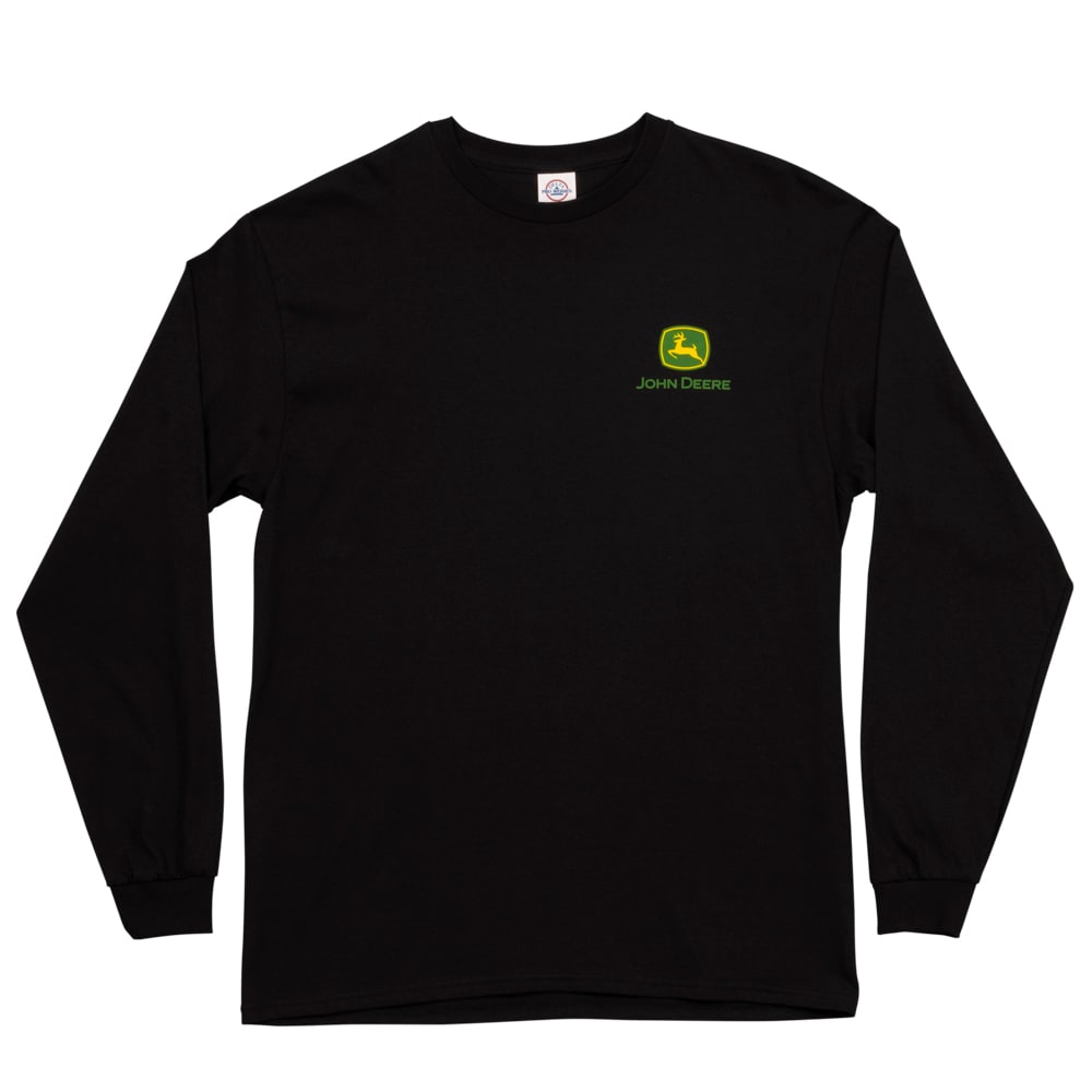 Playera de manga larga negra para hombre de John Deere (talla mediana)