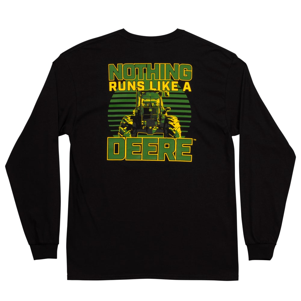 Playera de manga larga negra para hombre de John Deere (talla mediana)