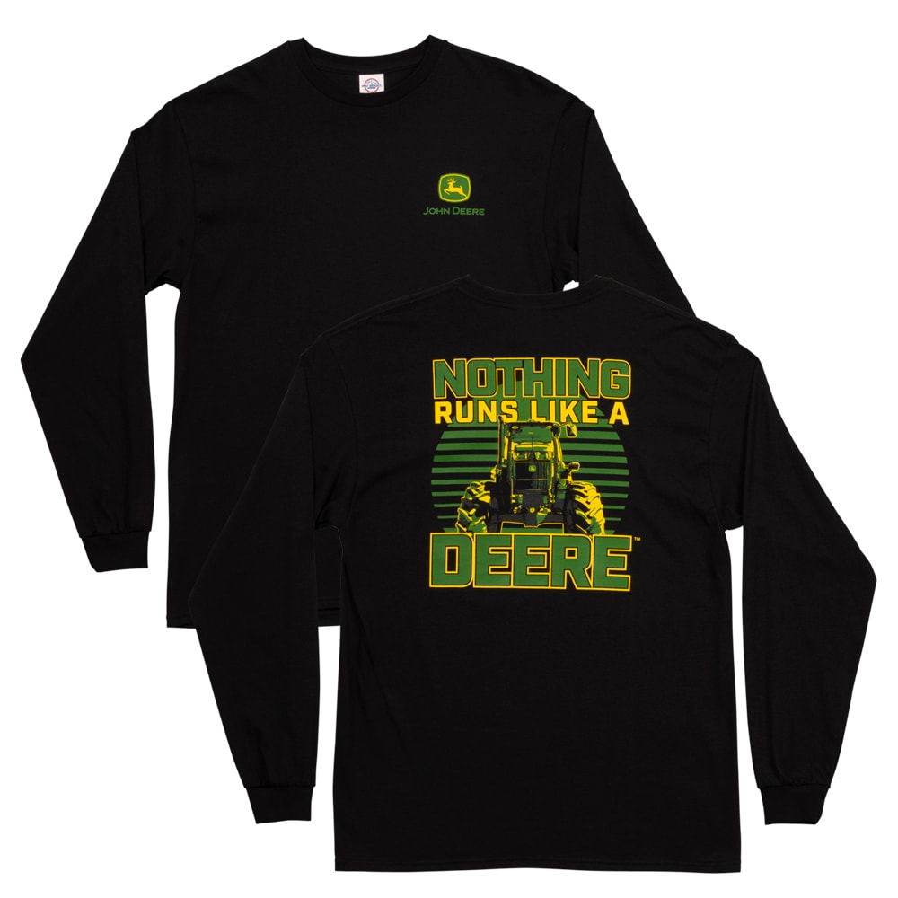 Playera de manga larga negra para hombre de John Deere (talla mediana)
