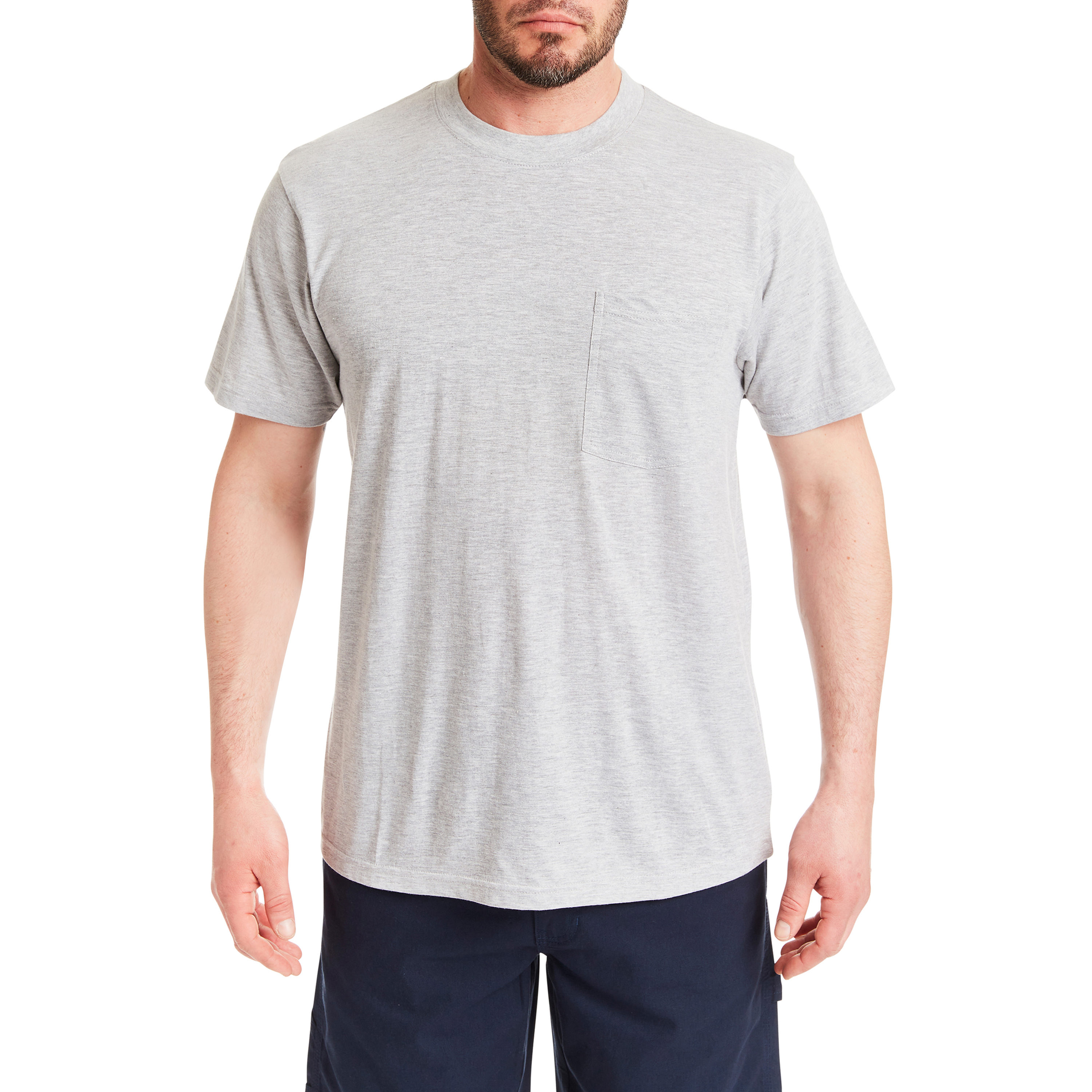 Playera lisa de punto gris de manga corta para hombre de Smith's Workwear (2XL) SM4666PK3-GRHTR-2XL