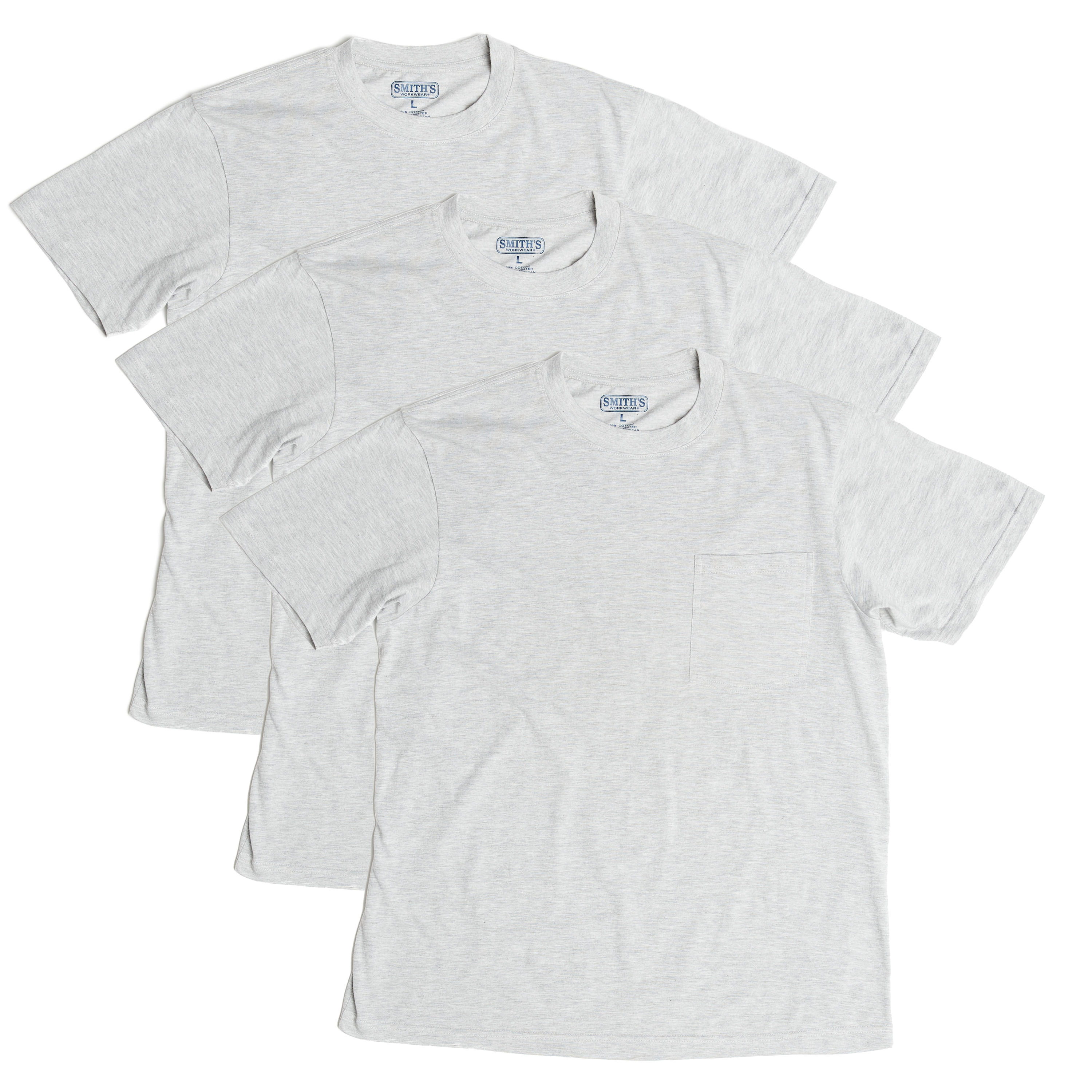 Playera lisa de punto gris de manga corta para hombre de Smith's Workwear (2XL) SM4666PK3-GRHTR-2XL