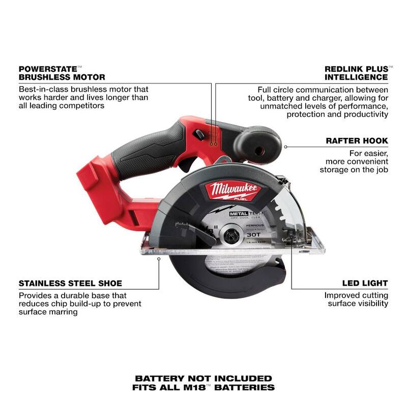 Milwaukee M18 FUEL 18V Taladro martillo inalámbrico sin escobillas de ion-litio de 1/2 pulg. con kit de conductor de sierra circular de 5-3/8 pulg. - 2904-22-2782-20.