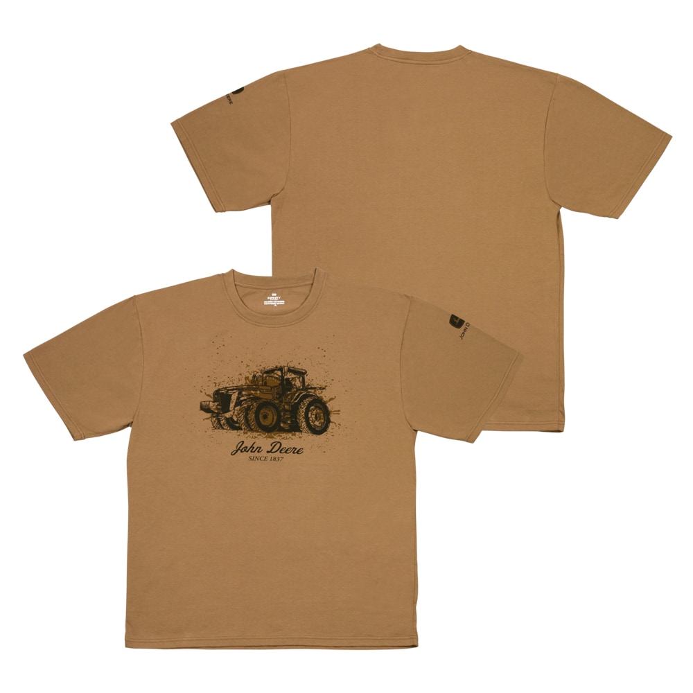 Playera de manga corta marrón de jersey para hombre John Deere (talla 3XL)