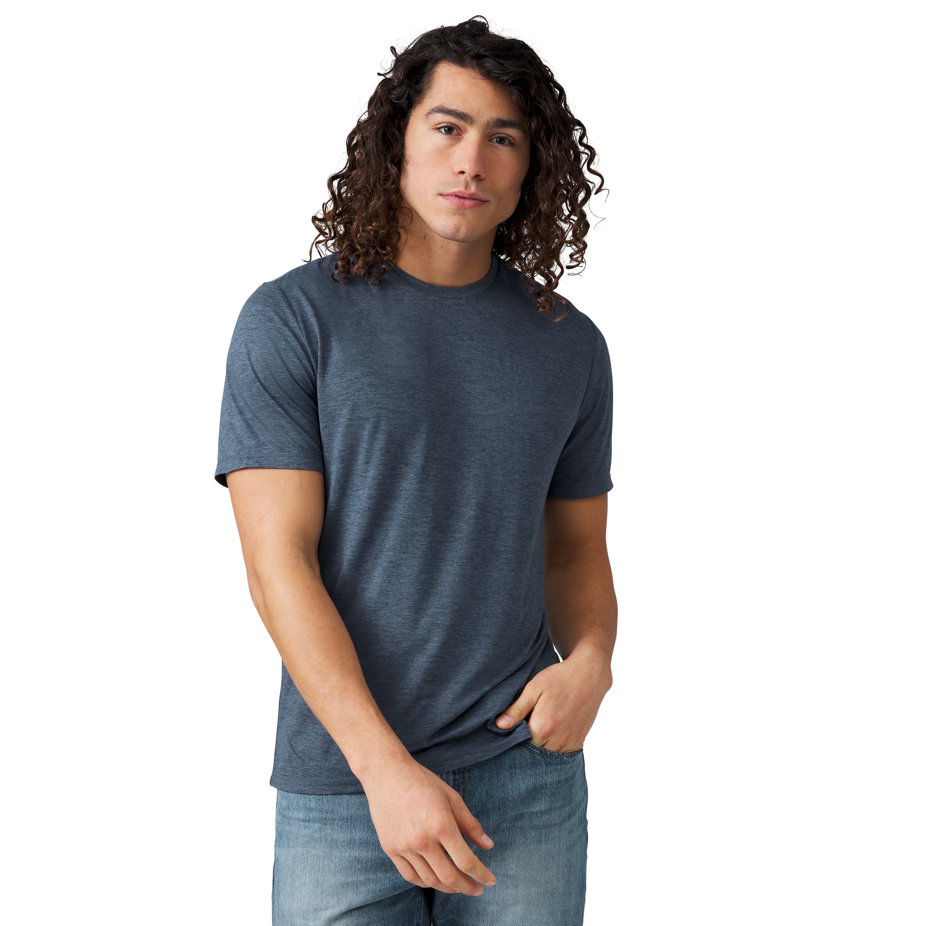 Playera básica de manga corta para hombre en color azul de Free Country (XL)