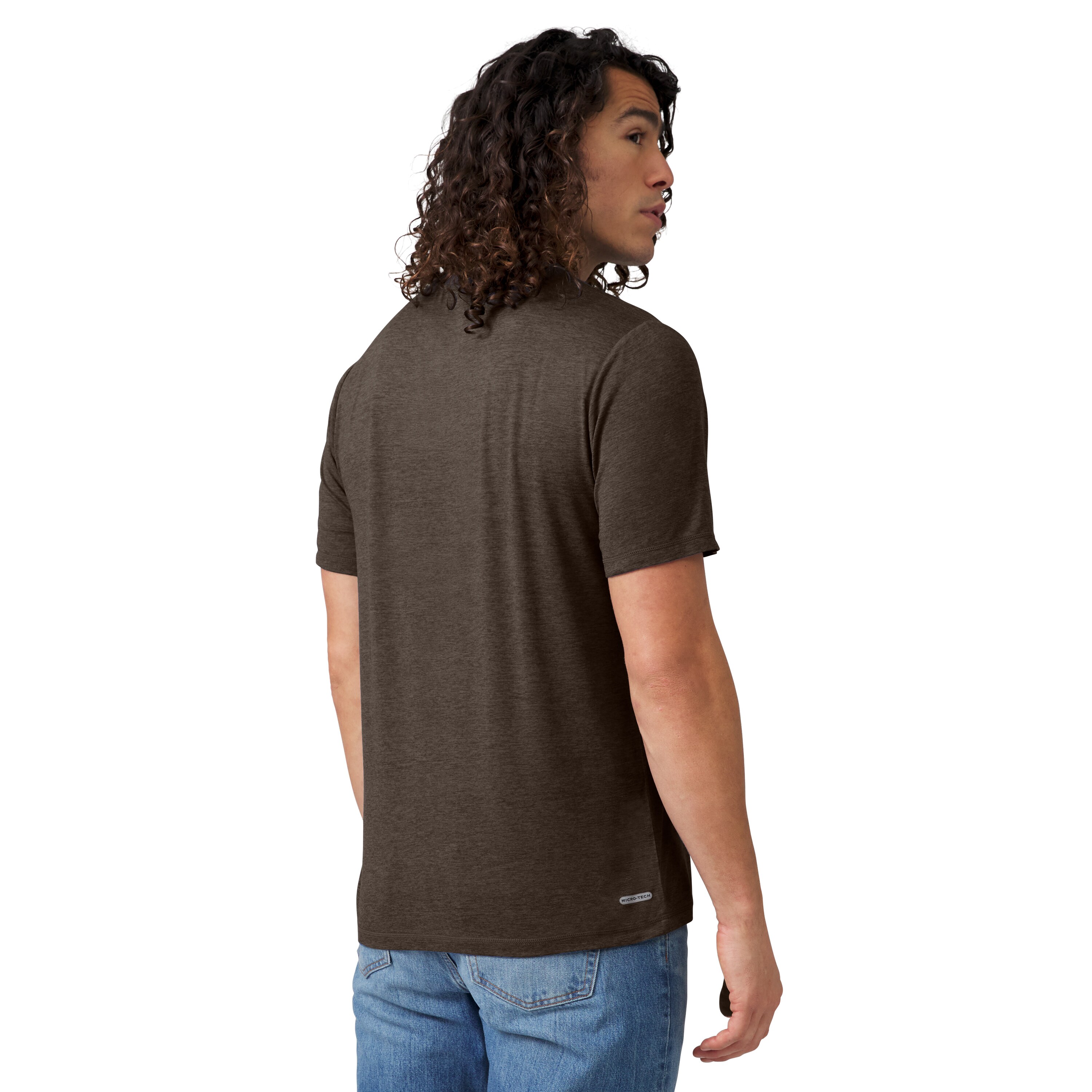 Playera sólida de manga corta de punto café para hombre de Free Country (XL)