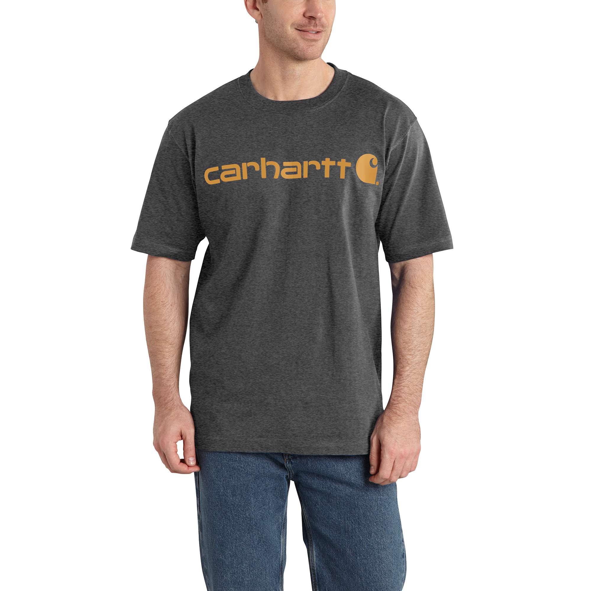 playera gráfica de manga corta en punto gris para hombre de Carhartt (talla mediana)