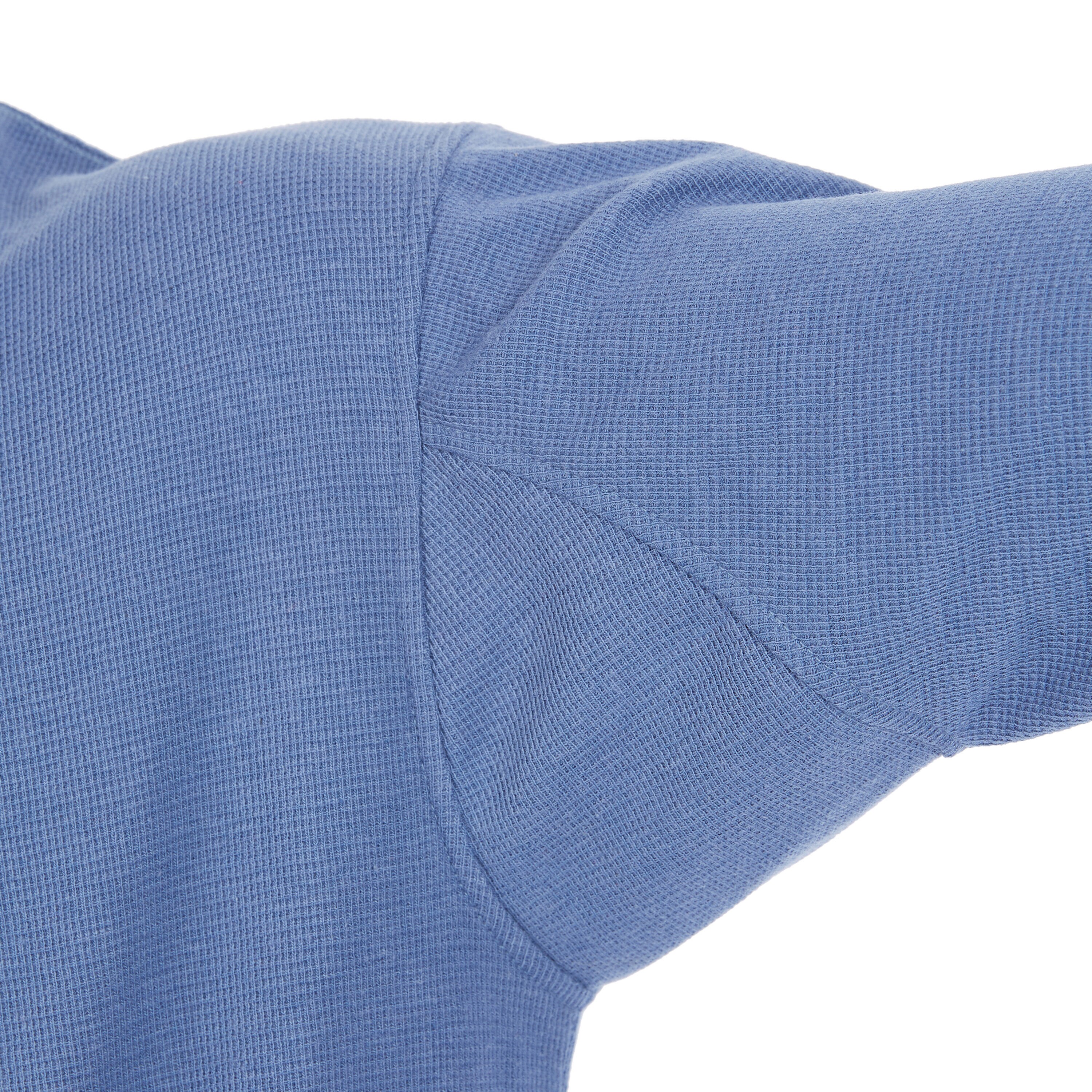 Playera de manga larga Henley azul de punto para hombre de Smith's Workwear (Talla Mediana)