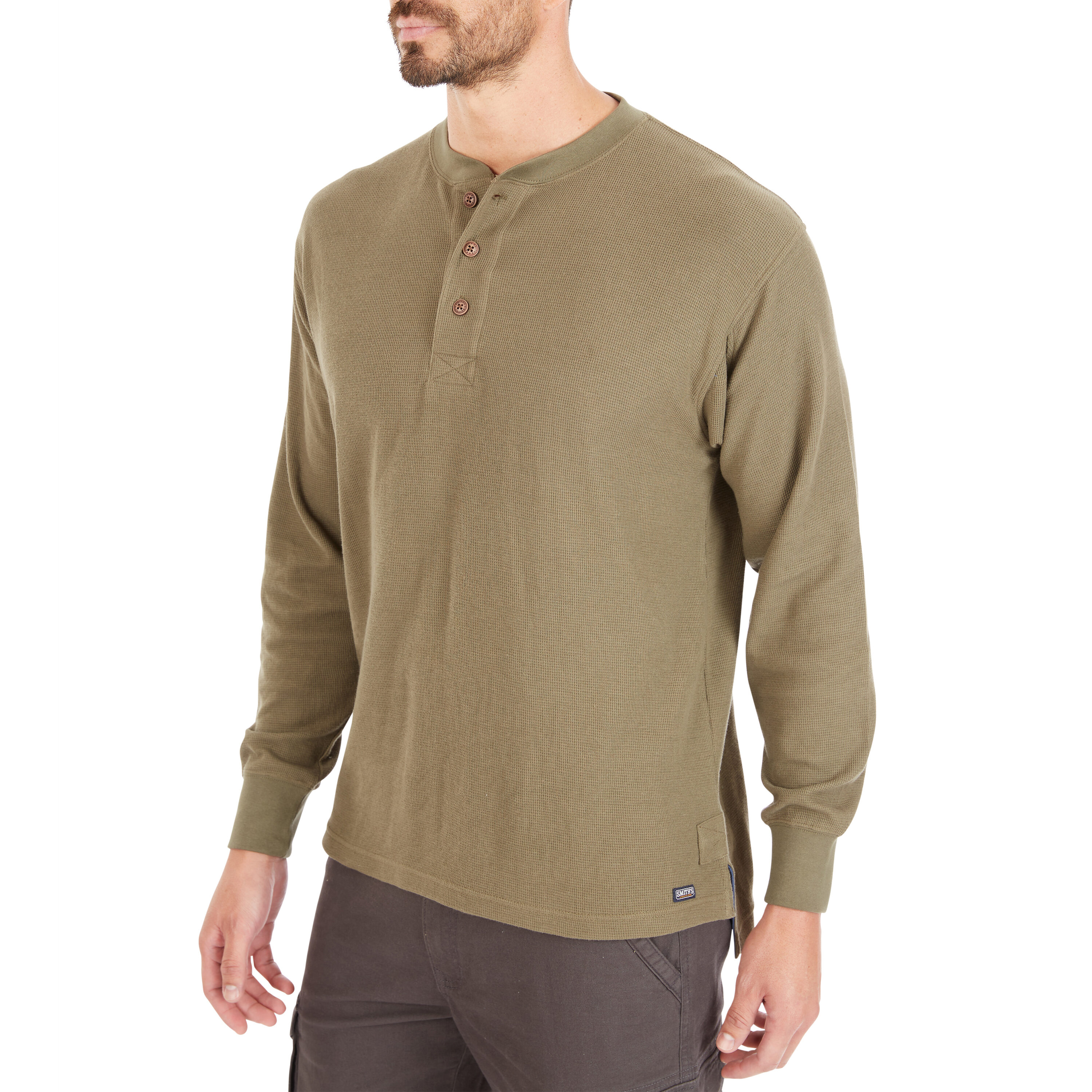 Playera de manga larga verde de punto para hombre de Smith's Workwear (talla mediana)