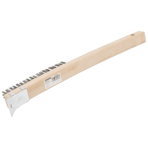 Cepillo de alambre Prosource con raspador, 1-1/2 pulgadas de recortar en forma de L, cerdas metálicas, cepillo de 5/8 pulgadas de ancho, 14-1/4 pulgadas de largo total - WB01319S