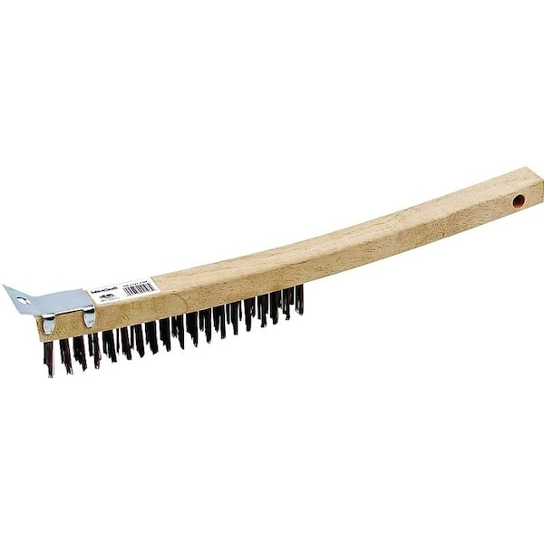 Cepillo de alambre Prosource con raspador, 1-1/2 pulgadas de recortar en forma de L, cerdas metálicas, cepillo de 5/8 pulgadas de ancho, 14-1/4 pulgadas de largo total - WB01319S