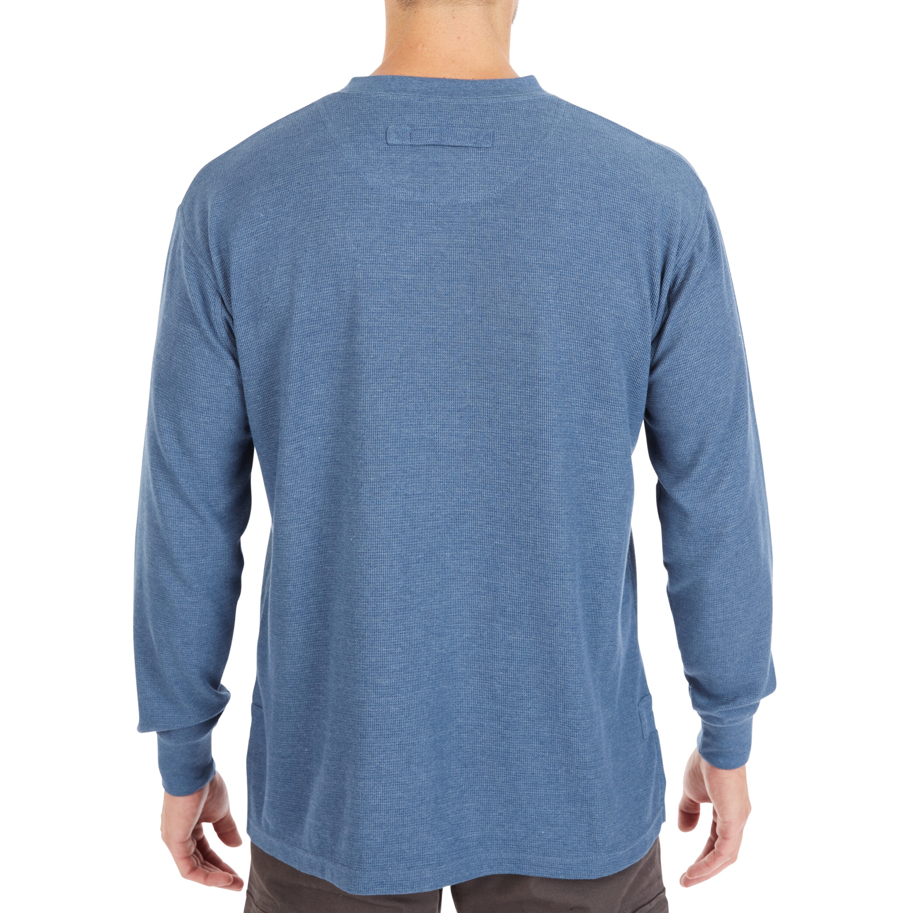 Playera de Manga Larga estilo Henley en Azul para Hombres de Smith's Workwear (Talla Mediana)