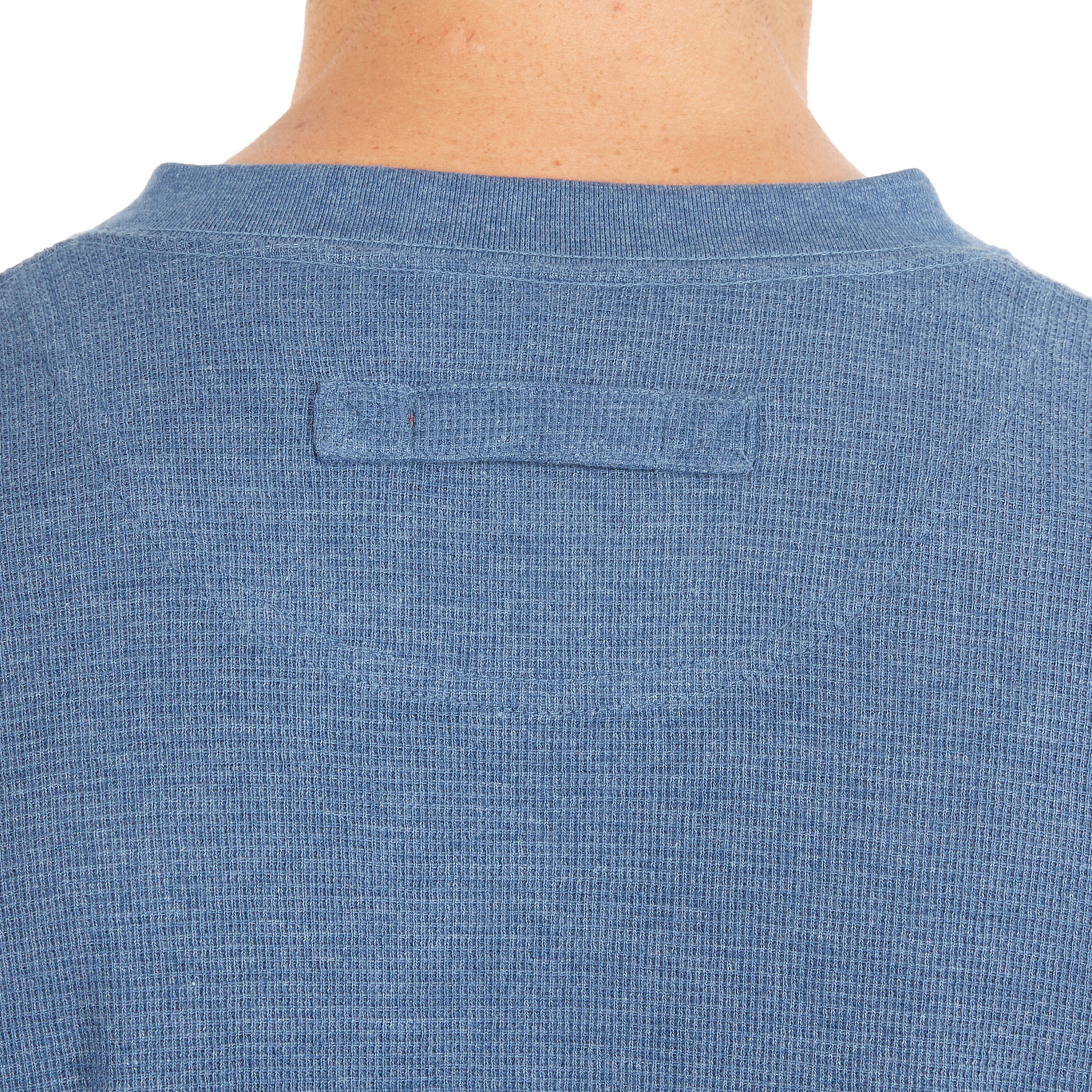 Playera de Manga Larga estilo Henley en Azul para Hombres de Smith's Workwear (Talla Mediana)