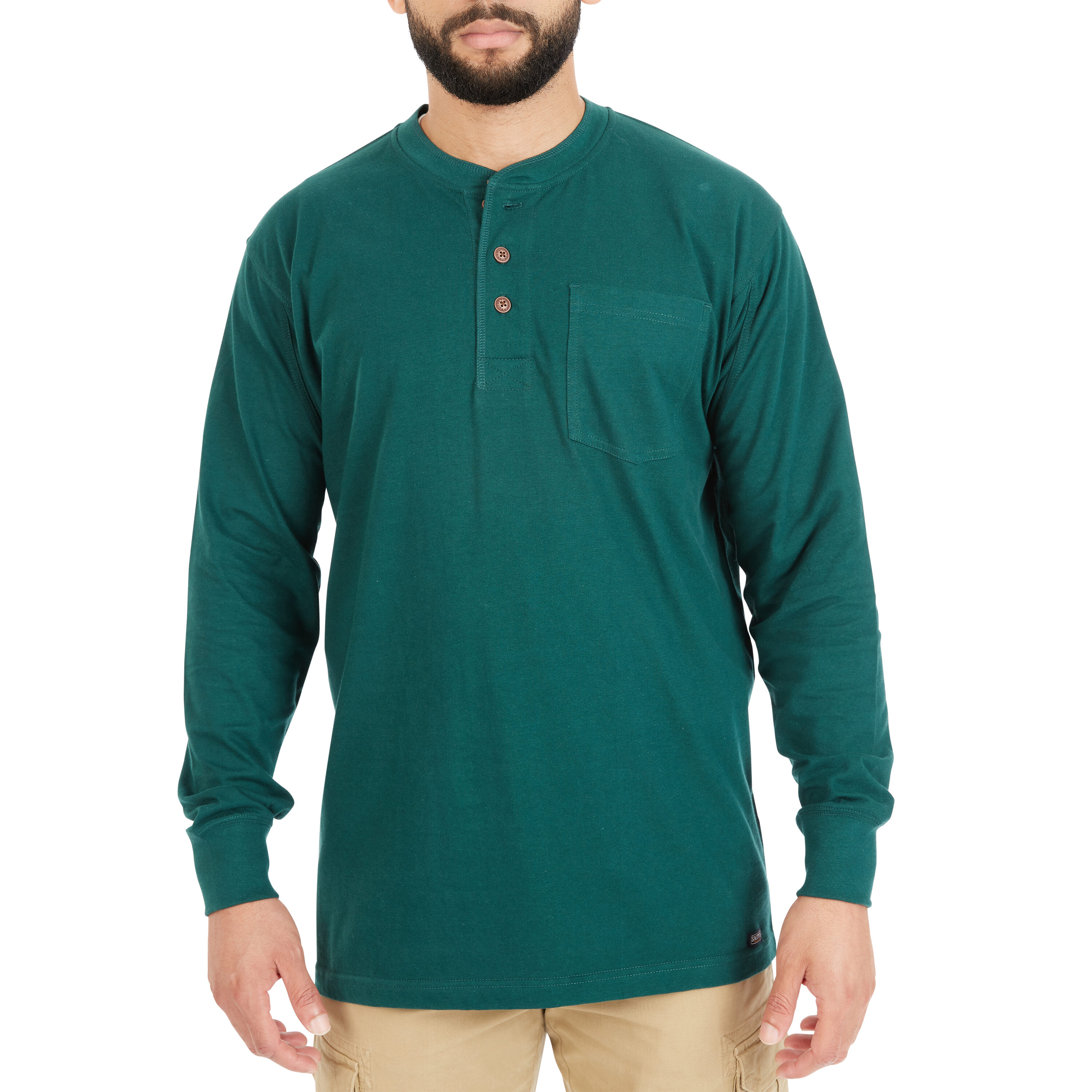 Playera de manga larga en punto verde para hombre de Smith's Workwear (XL)