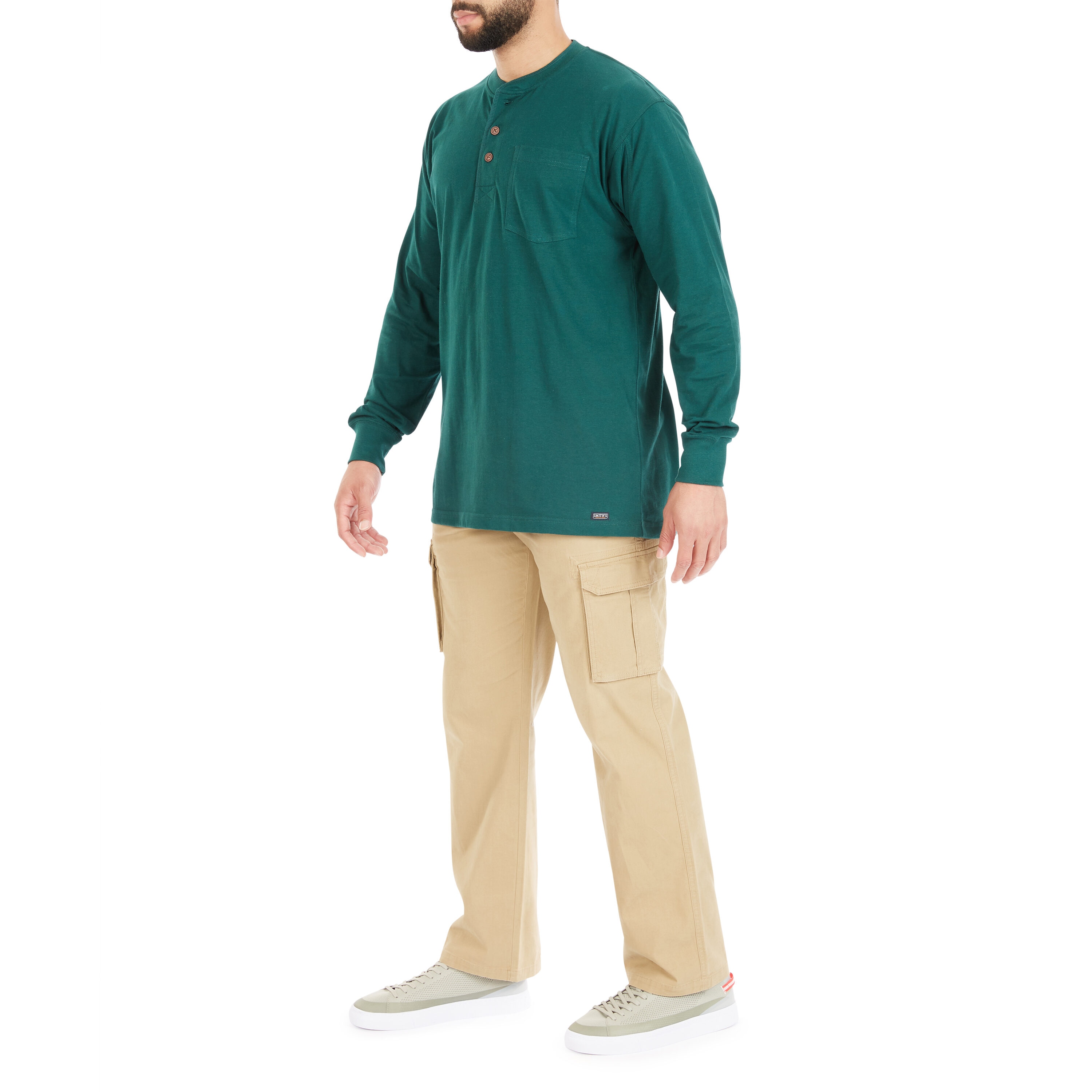 Playera de manga larga en punto verde para hombre de Smith's Workwear (XL)