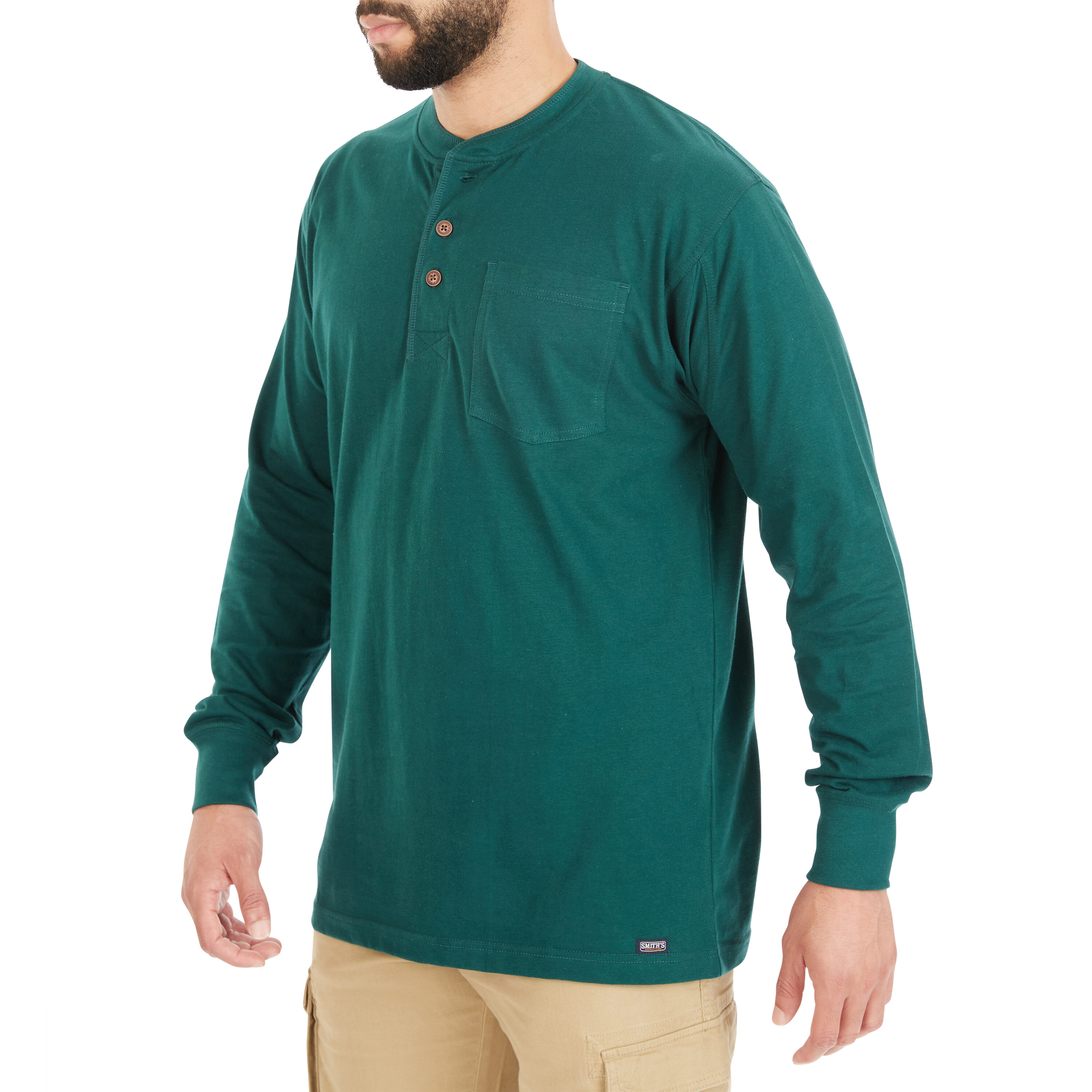 Playera de manga larga en punto verde para hombre de Smith's Workwear (XL)