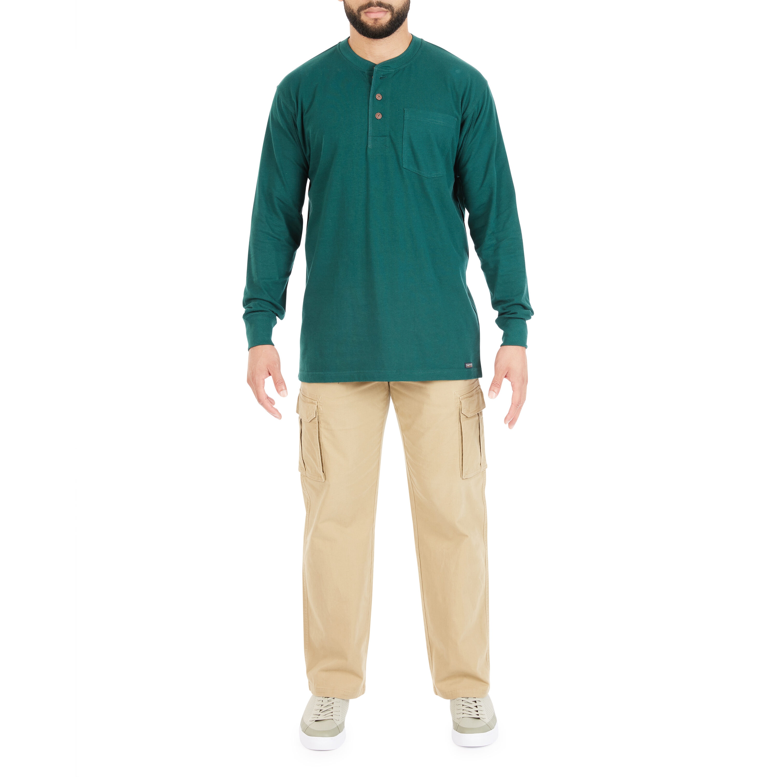 Playera de manga larga en punto verde para hombre de Smith's Workwear (XL)