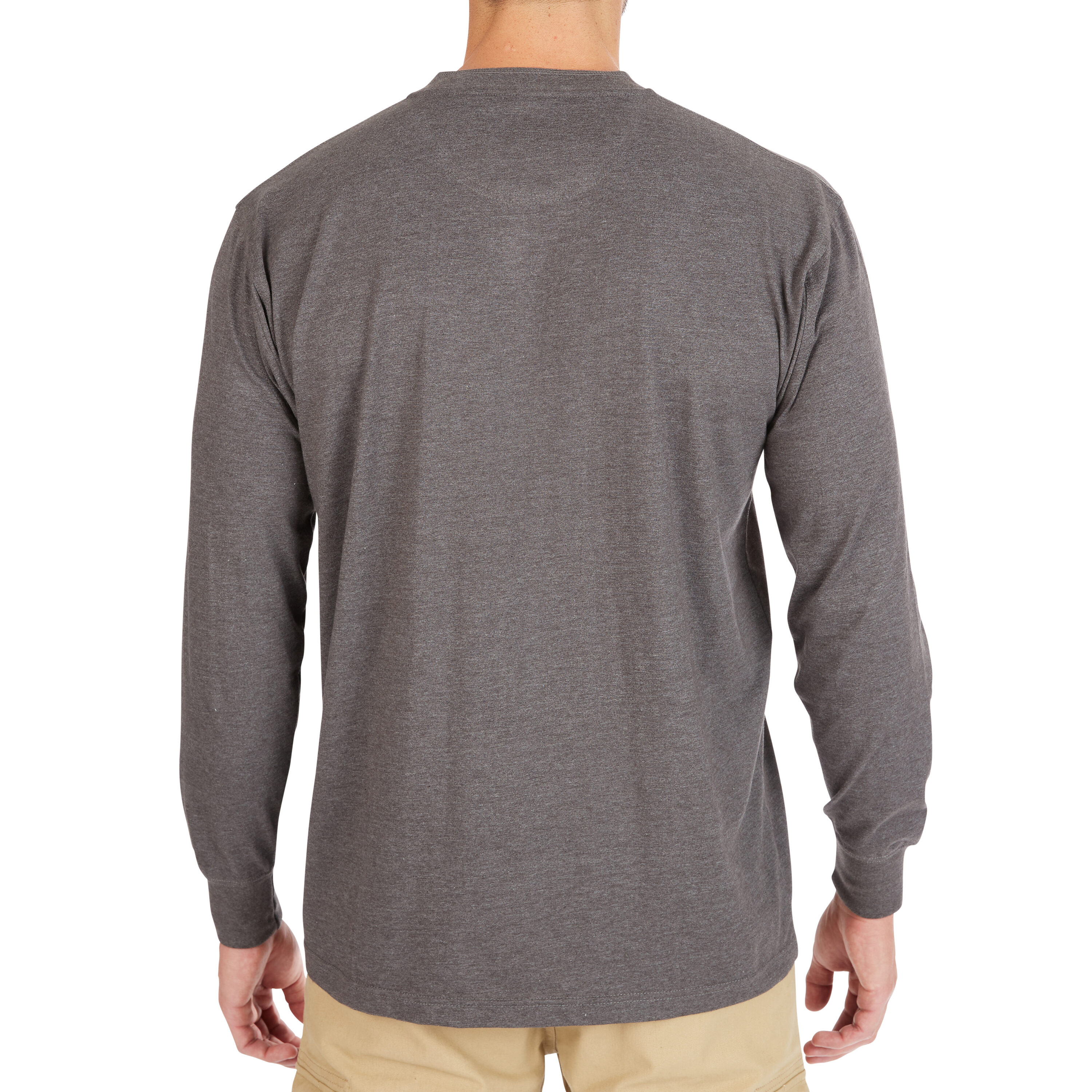 Playera Henley de manga larga de punto gris para hombre de Smith's Workwear (XL)