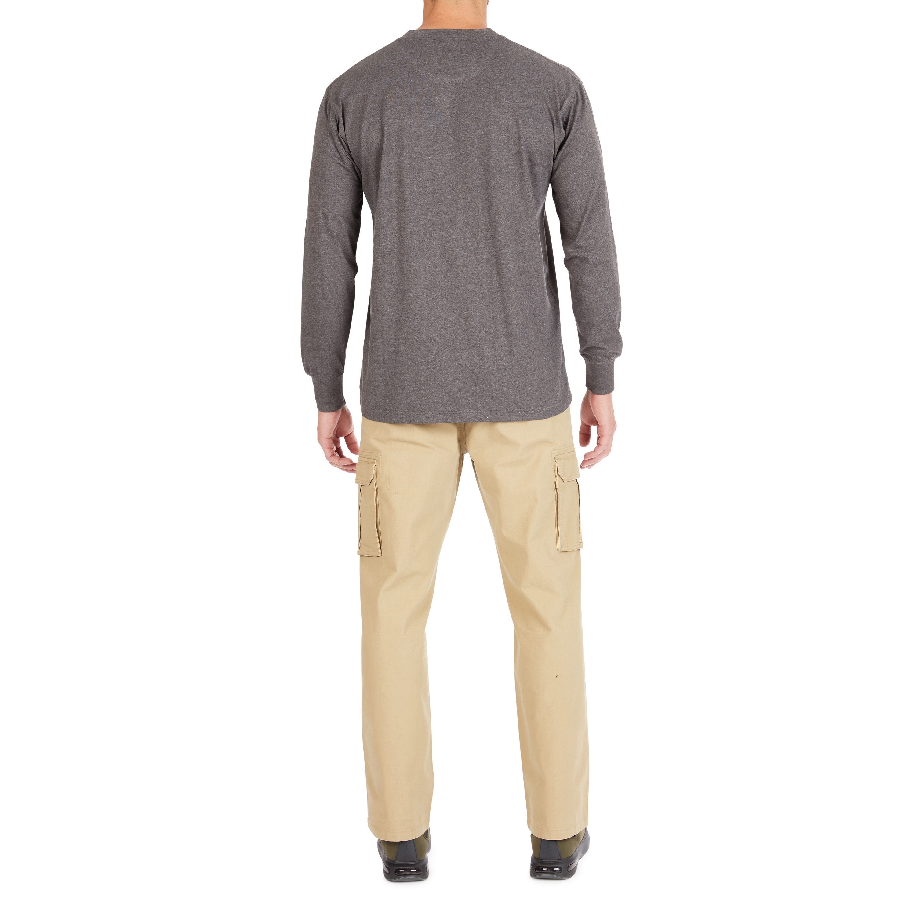 Playera Henley de manga larga de punto gris para hombre de Smith's Workwear (XL)