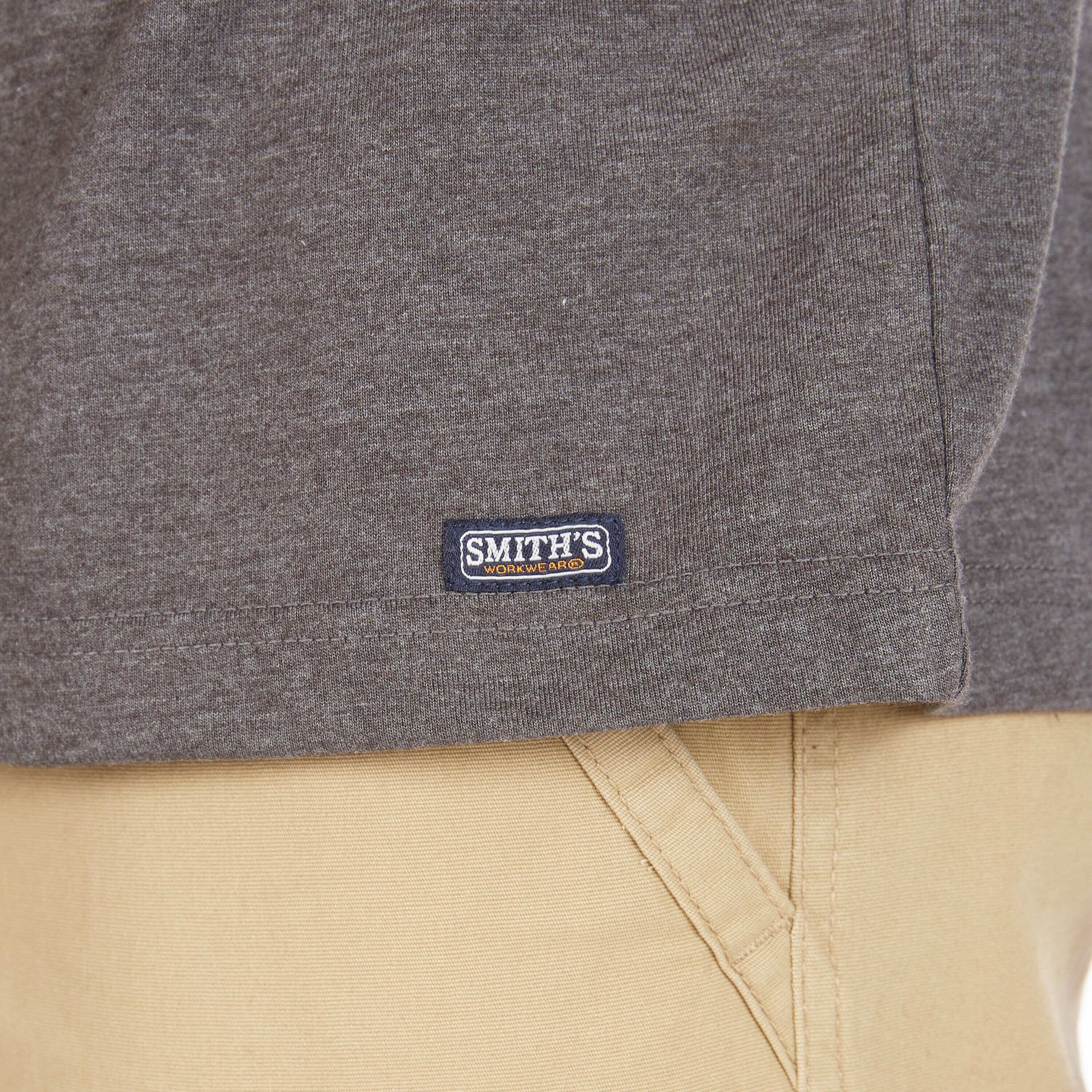 Playera Henley de manga larga de punto gris para hombre de Smith's Workwear (XL)