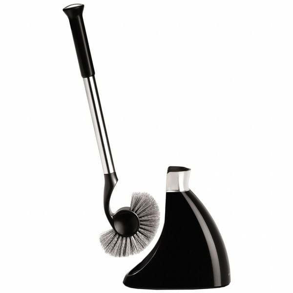 Escobilla para WC Simplehuman con Caddy, rígida, mango de 13 pulgadas de largo, cepillo de 1 1/2 pulgadas de largo, color gris, acero inoxidable - BT1084
