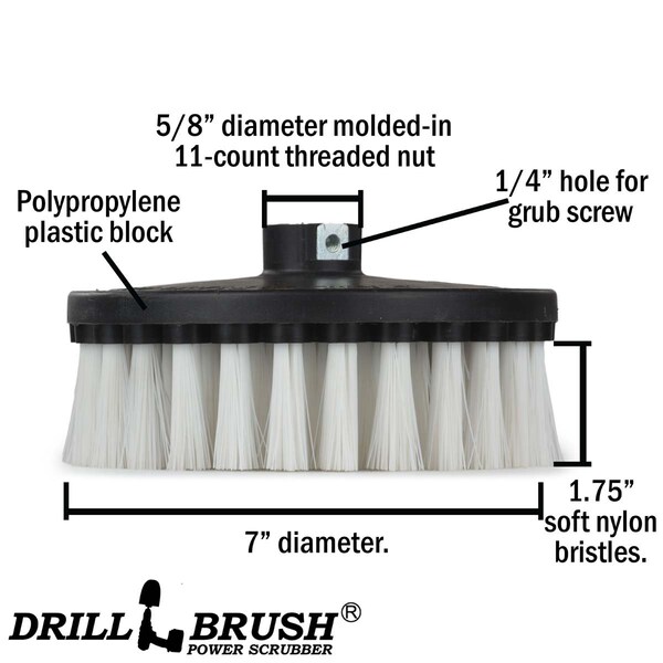 Cepillo de limpieza para alfombras Drillbrush para pulidora de velocidad variable - 7 pulgadas - 7IN-L-W-T-DB