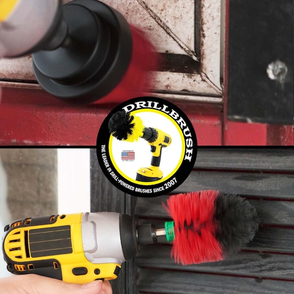 Suministros de limpieza Drillbrush - Exterior - Jardín - Patio - Cepillo para cubiertas - Mini - R-S-2M-QC-DB