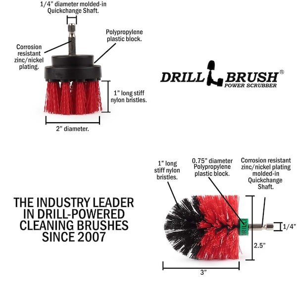 Suministros de limpieza Drillbrush - Exterior - Jardín - Patio - Cepillo para cubiertas - Mini - R-S-2M-QC-DB